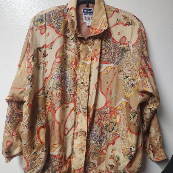 Vintage Details Sportswear Womens Silk Blend Zip Up Bomber Jacket 1X Flawed - Picture 1 of 9